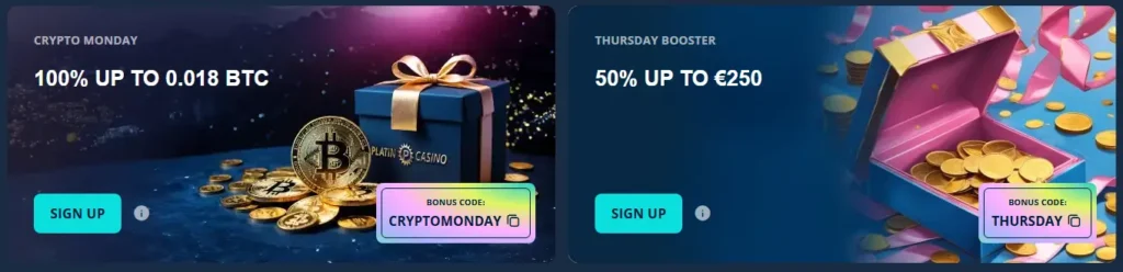 mejores códigos promocionales PlatinCasino