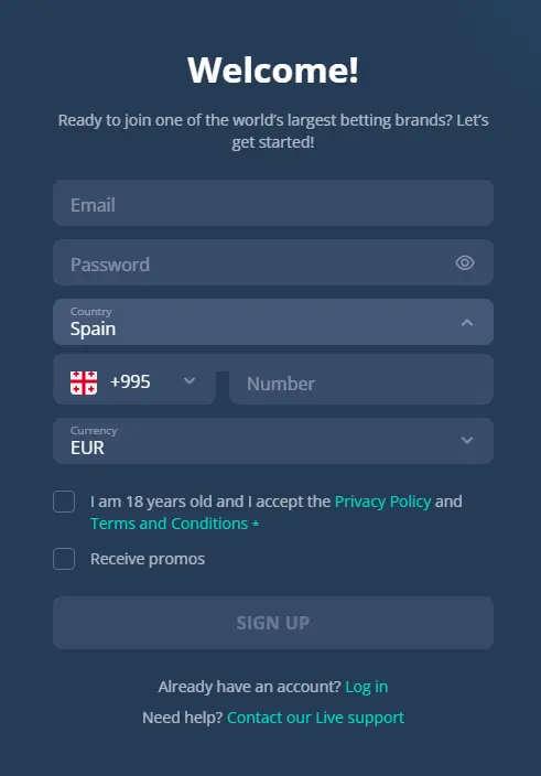 proceso de registro PlatinCasino